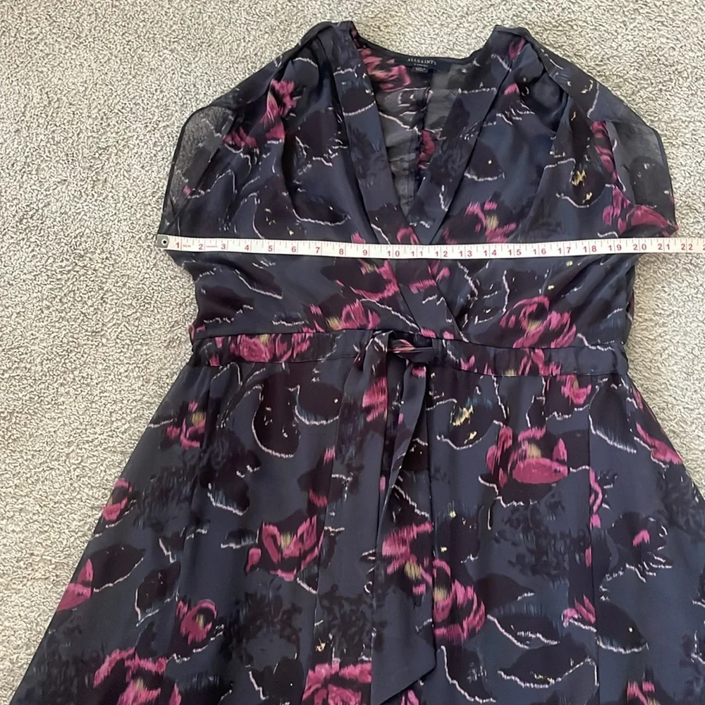 All Saints Sheer Floral Dress with Attached Slip - Picture 10 of 12